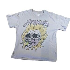 Metallica Shirt Mens Medium Beige Band Tee American Eagle Graphic